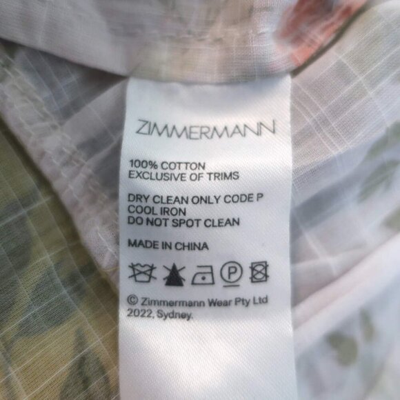 Zimmermann Pattie Midi Wrap Dress Patchwork Floral Print Cotton Size 1 - Picture 6 of 6
